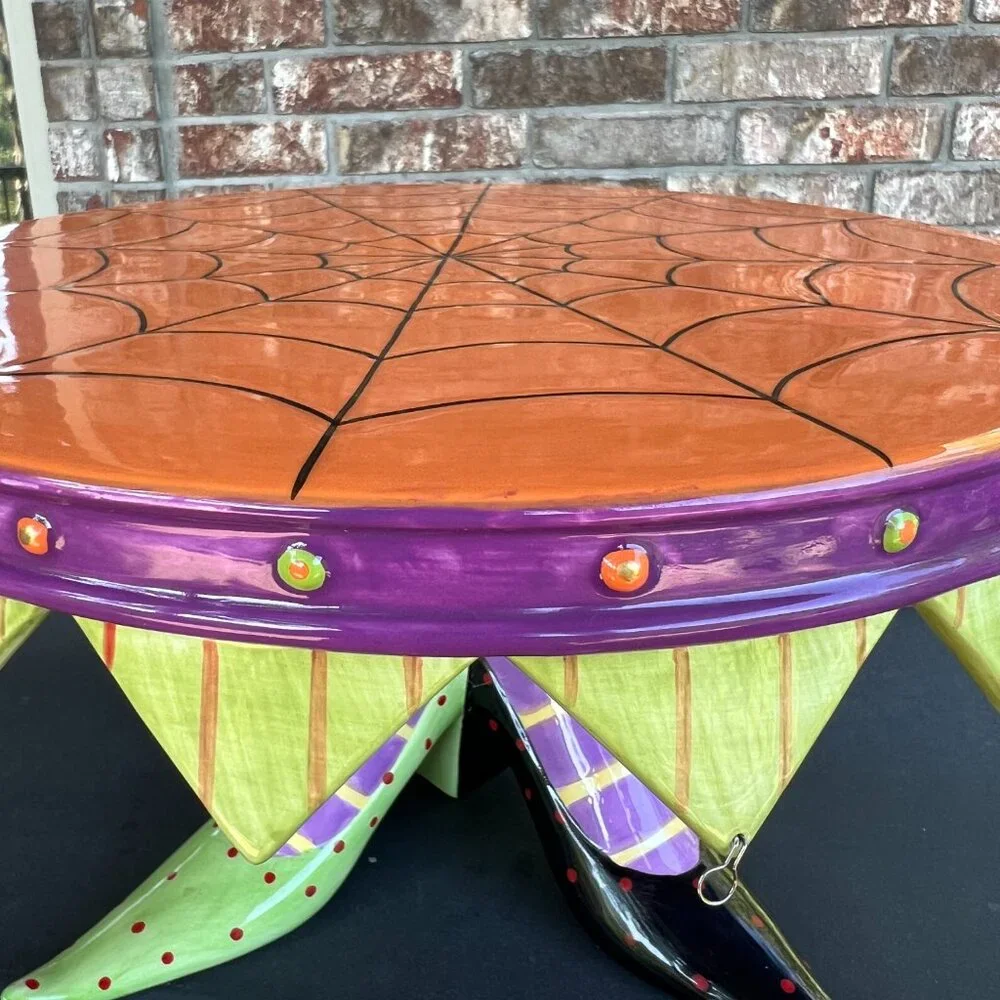 Dept 56 Patience Brewster witch feet Halloween spooky cake plate stand decor - Picture 13 of 15